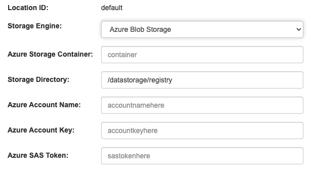 Azure blob storage configuration