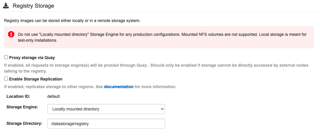 Local storage configuration