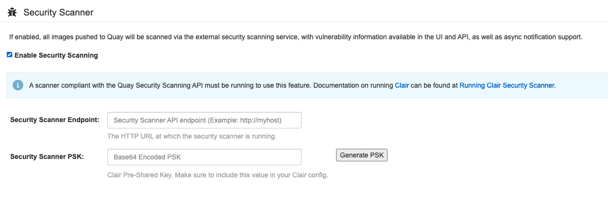 Security scanner configuration