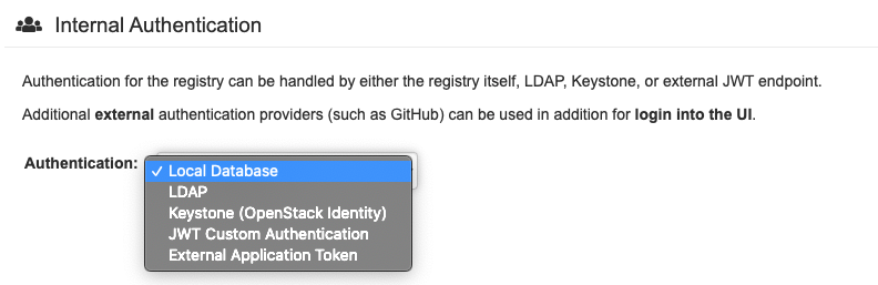 Internal authentication choice