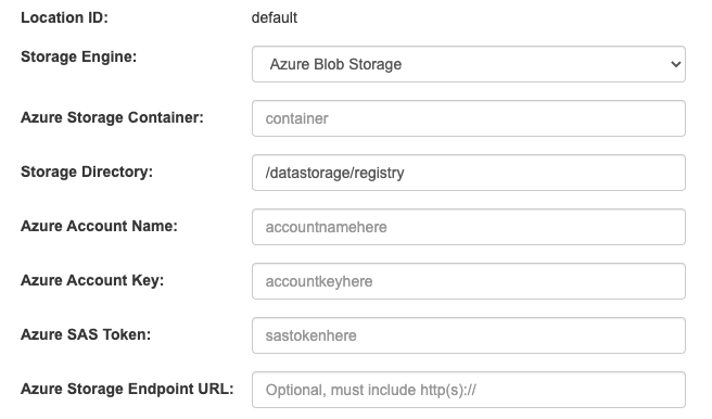 Azure blob storage configuration