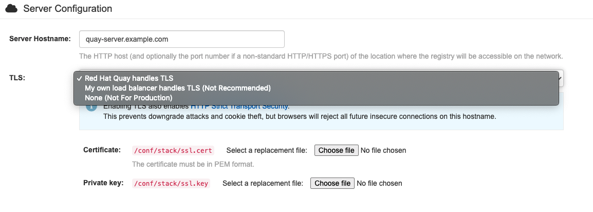 Server configuration choice