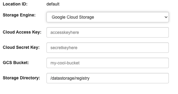 Google cloud storage configuration