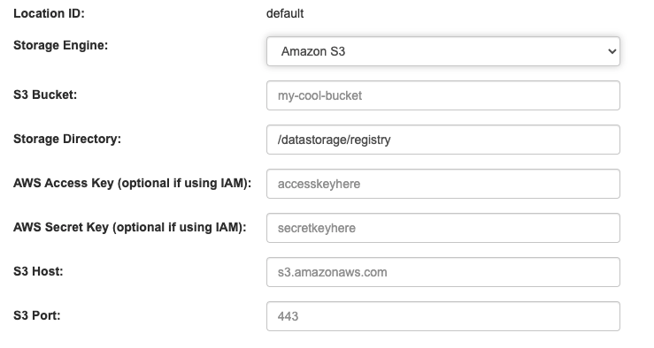 Amazon S3 storage configuration