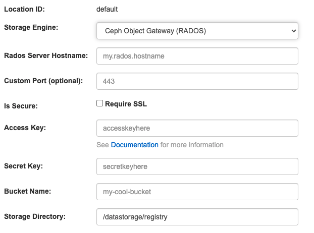 Ceph object gateway (RADOS) storage configuration