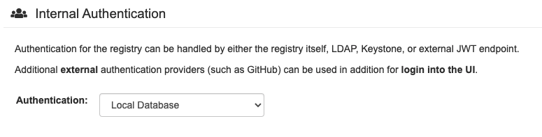 Internal authentication configuration