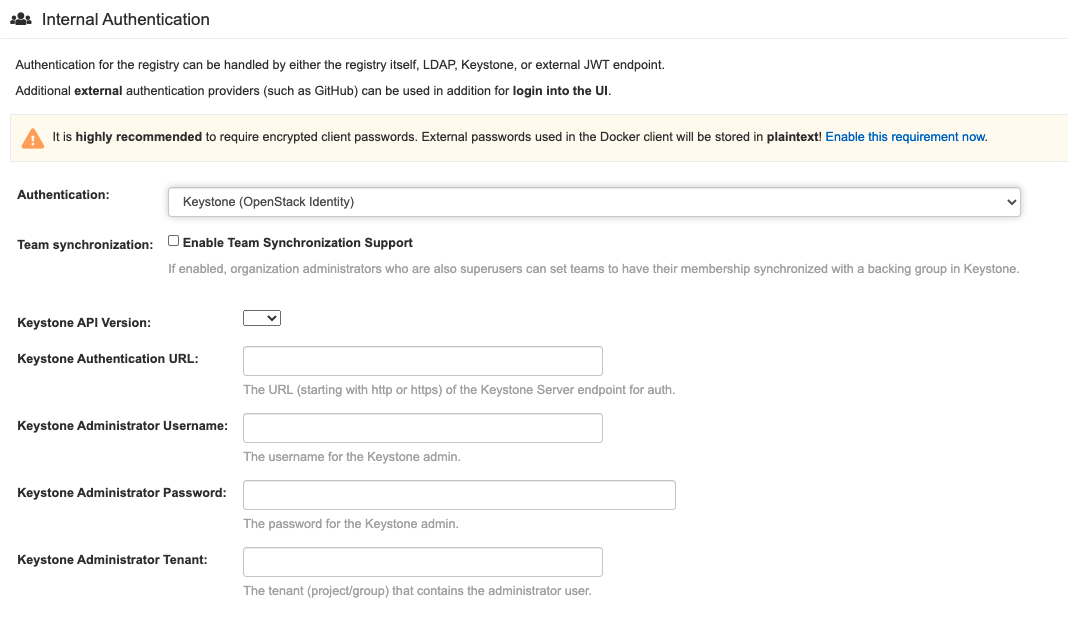 Keystone authentication