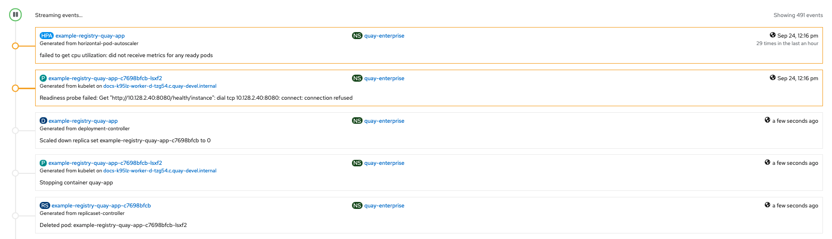 ui monitor deploy streaming events