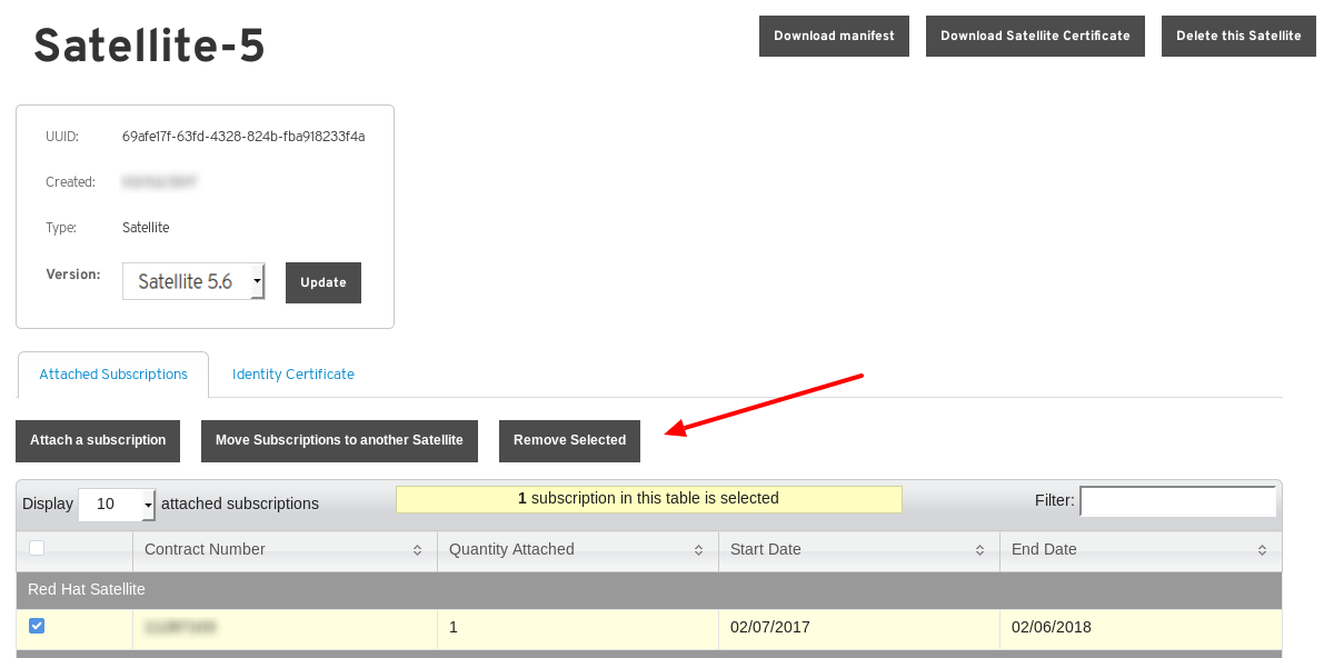 Details of the Satellite 5 Subscription