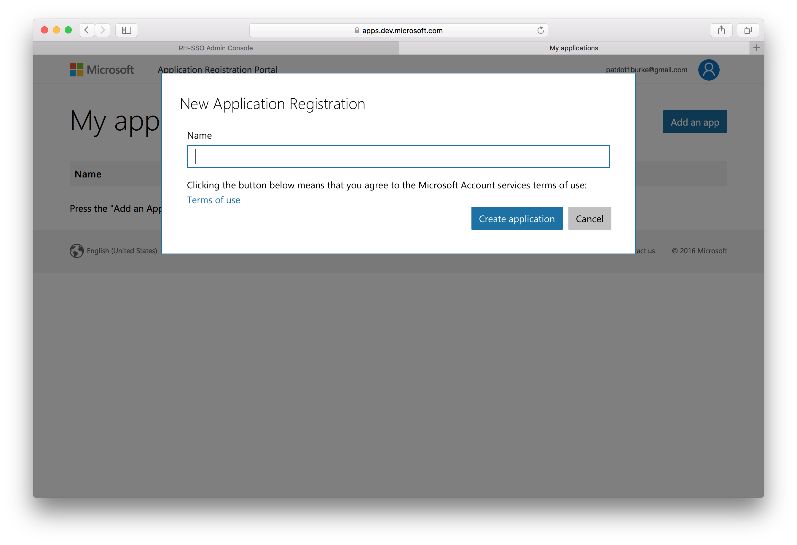 microsoft app register