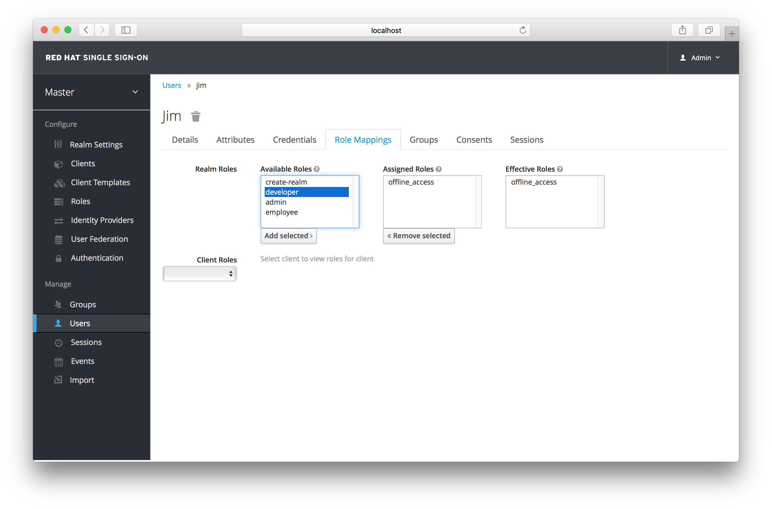 user role mappings