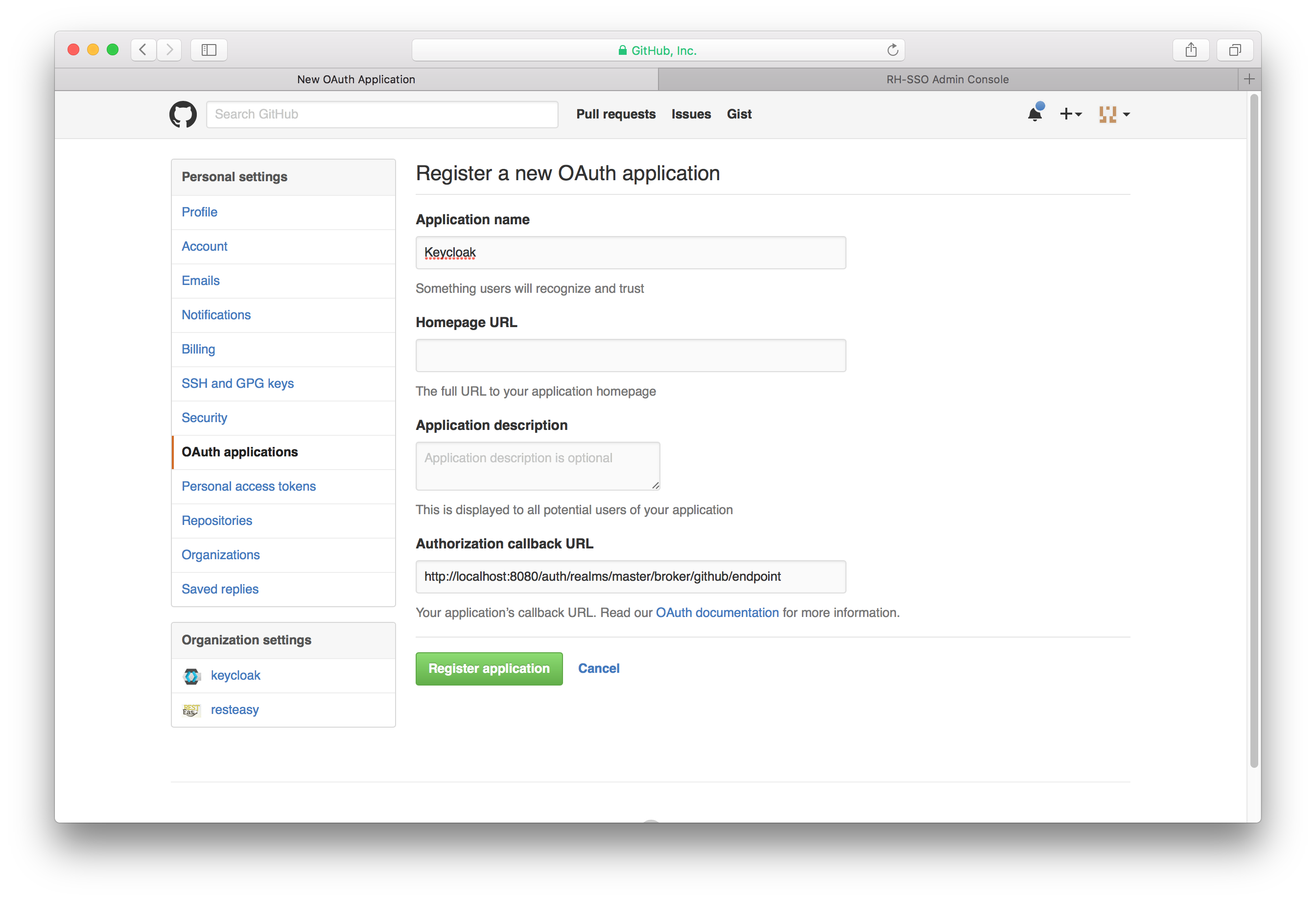 github register app