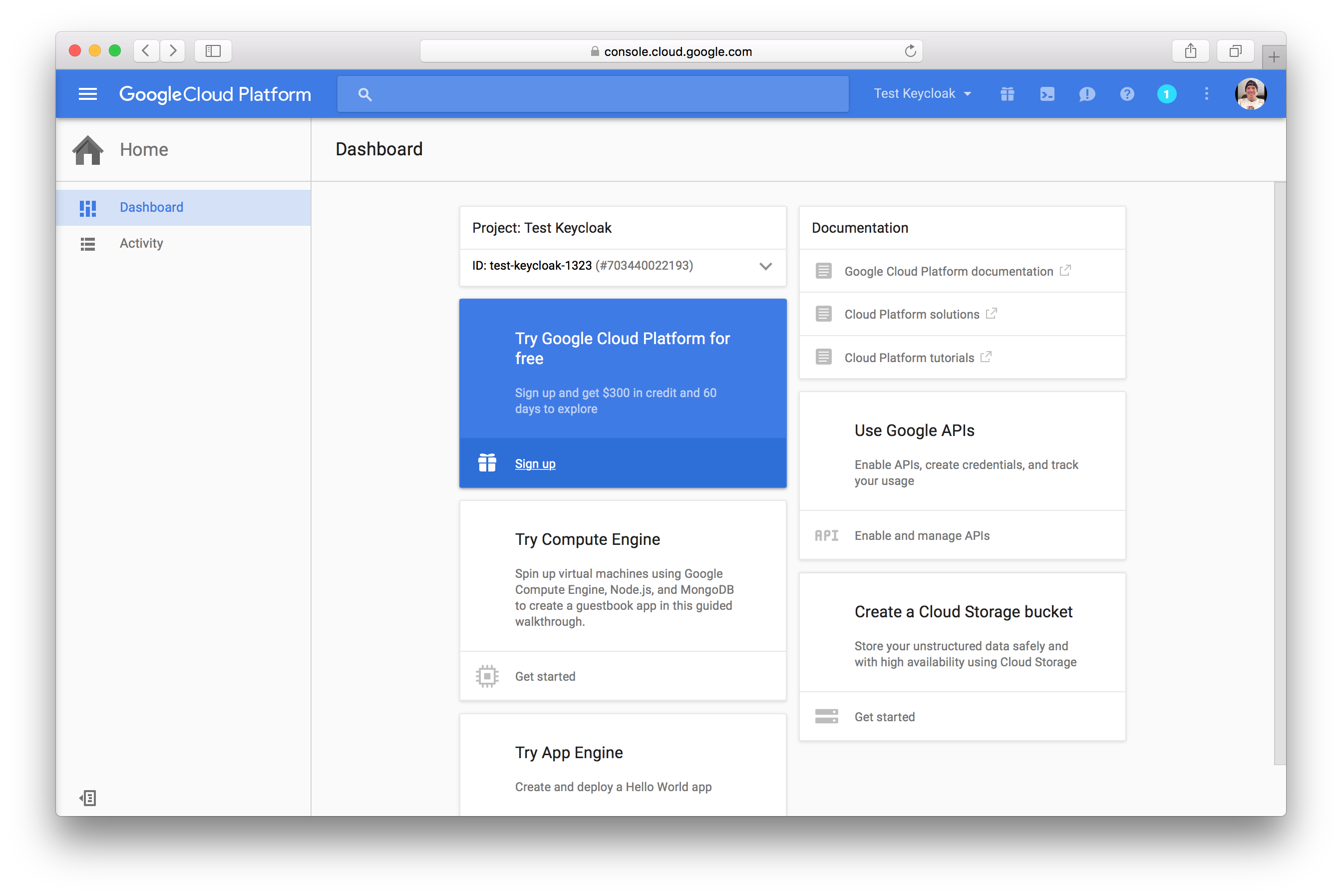 google dashboard