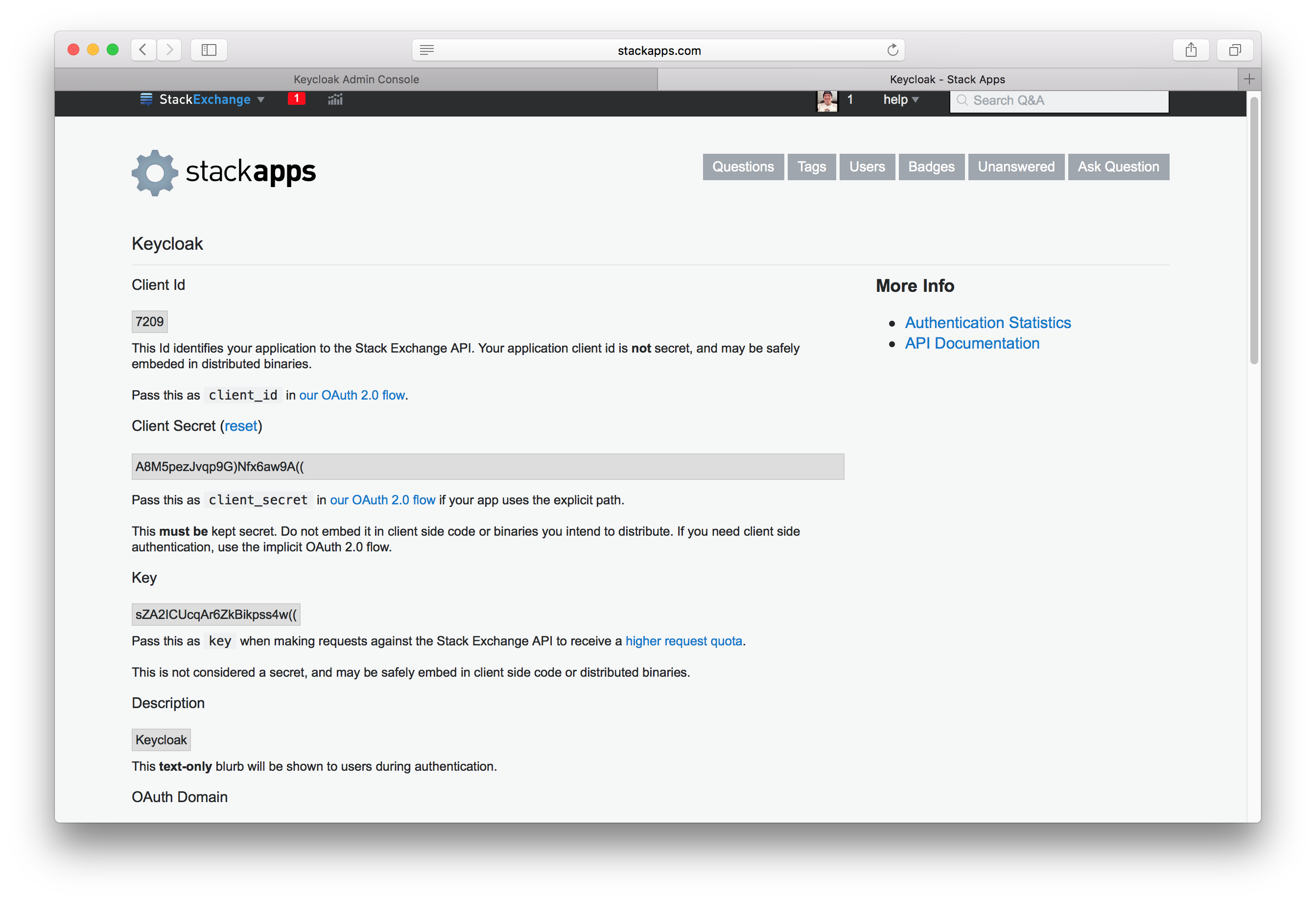 stack overflow app settings