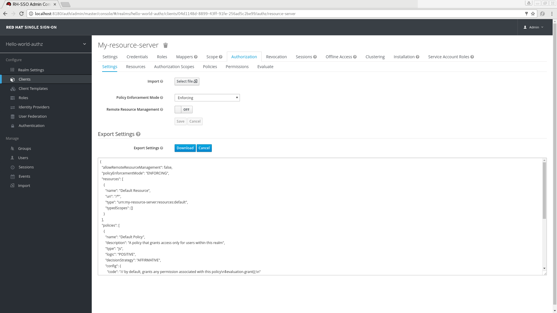 Export Settings