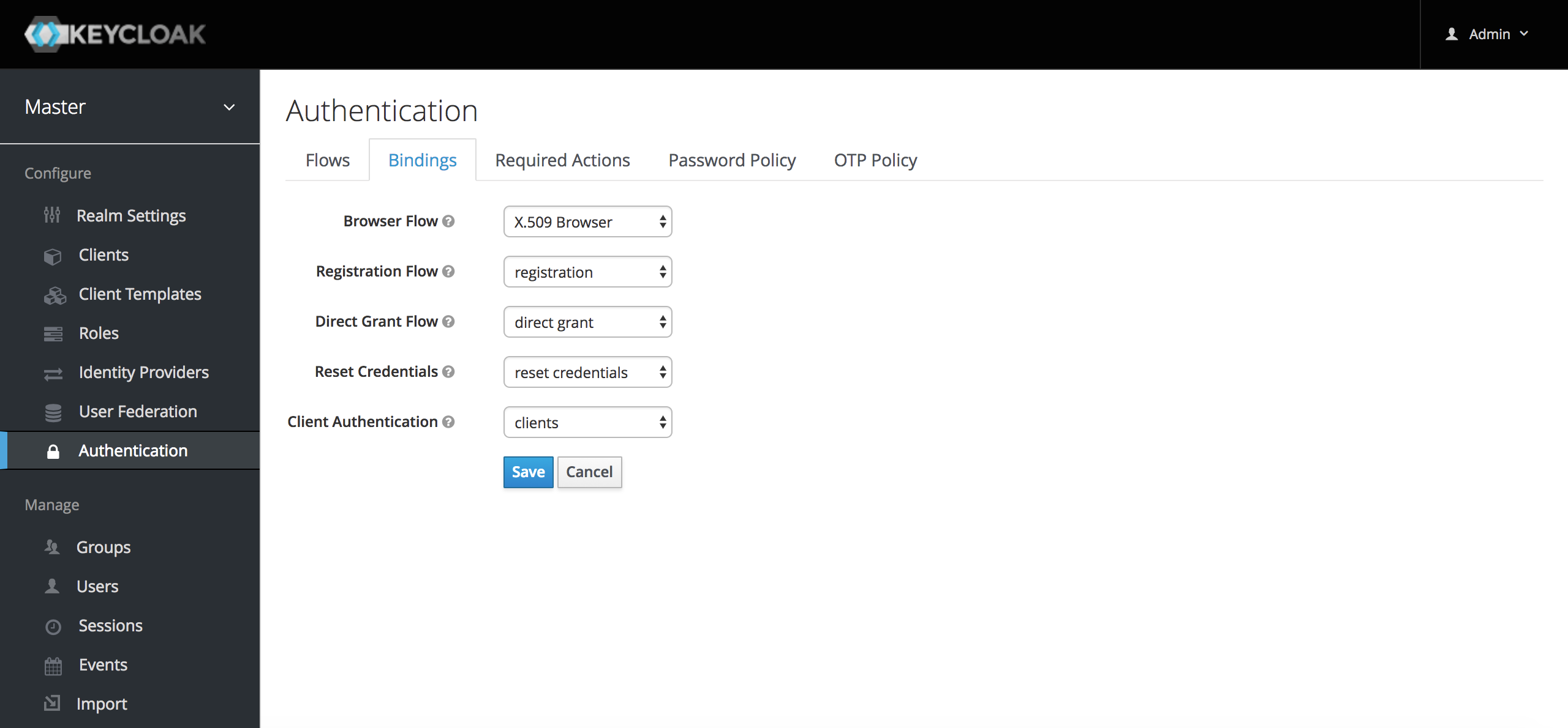 x509 browser flow bindings