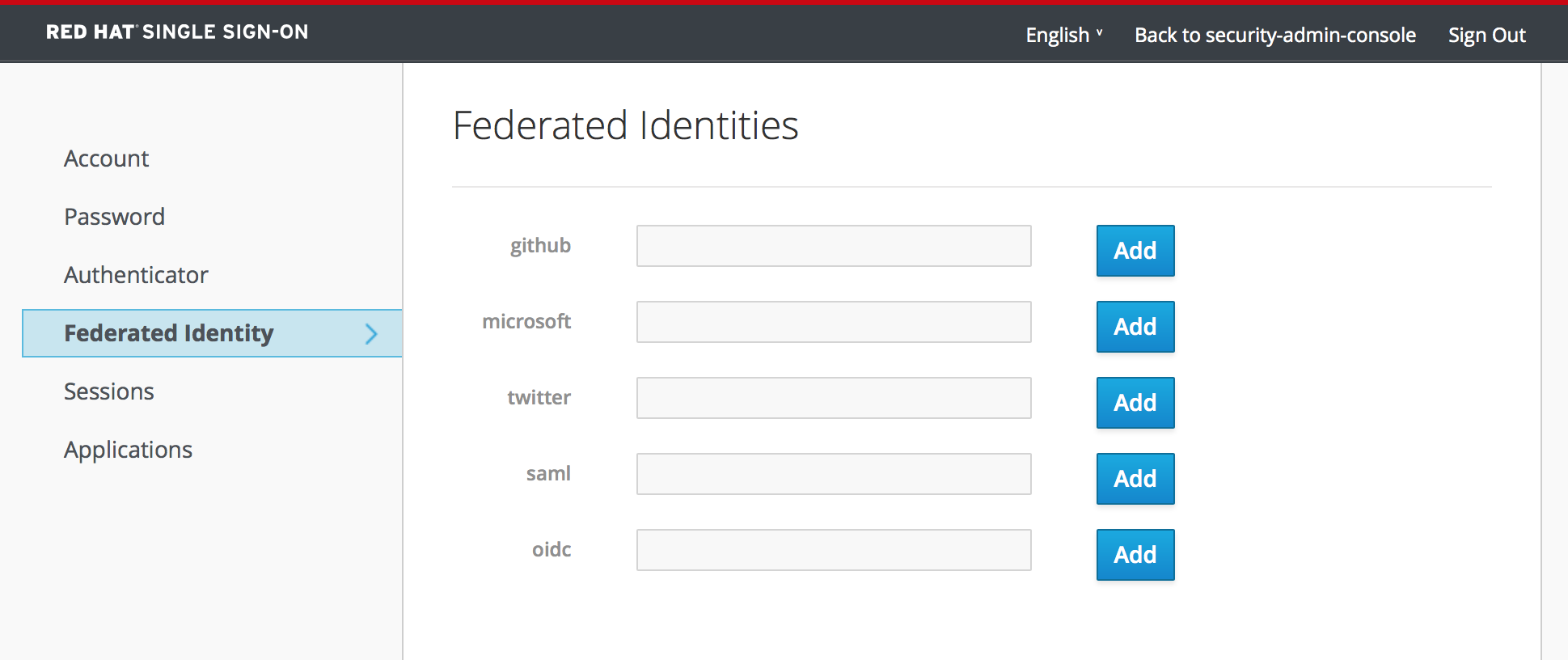 account service federated identity
