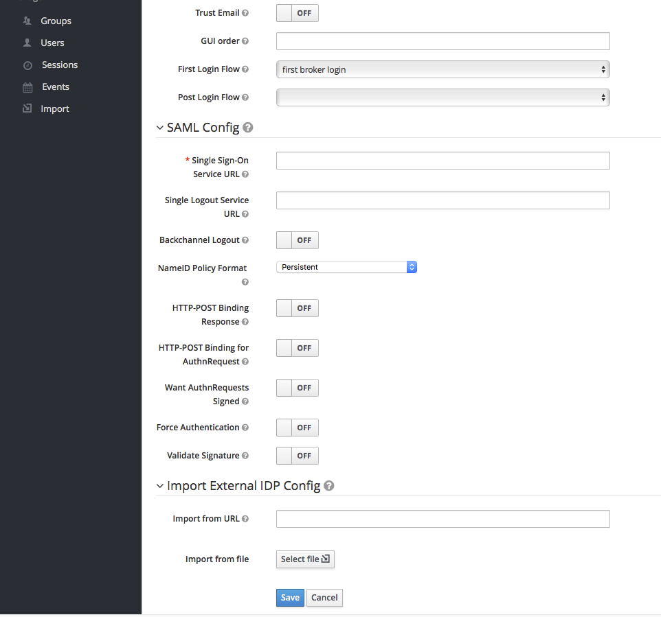 saml add identity provider