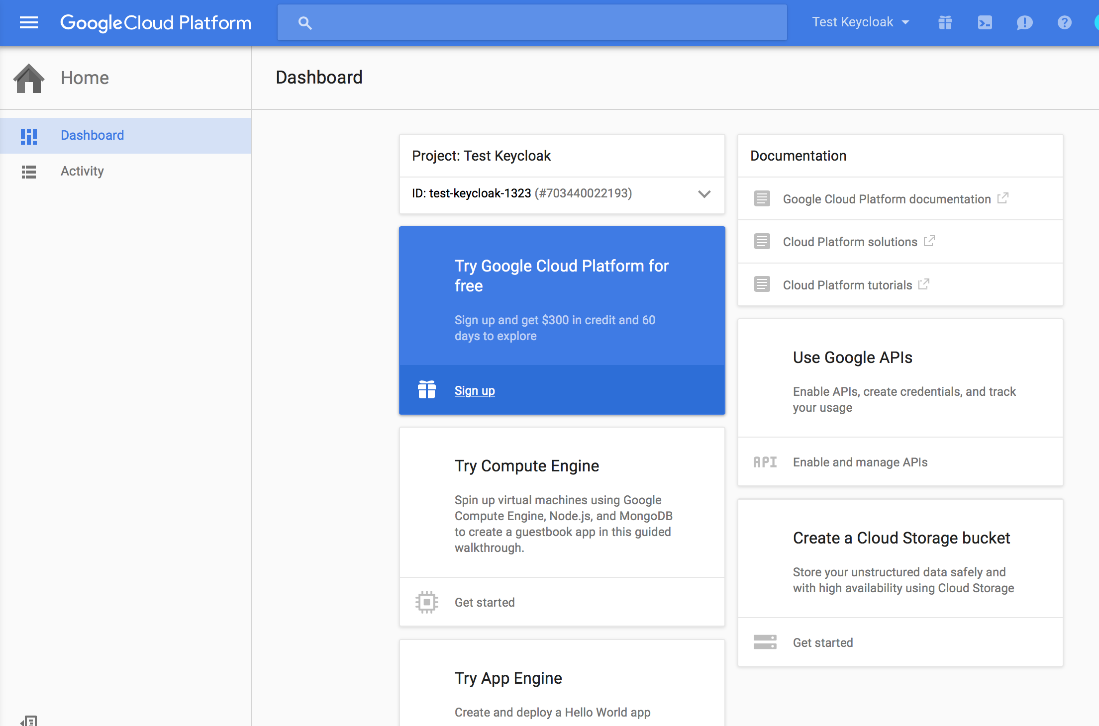 google dashboard