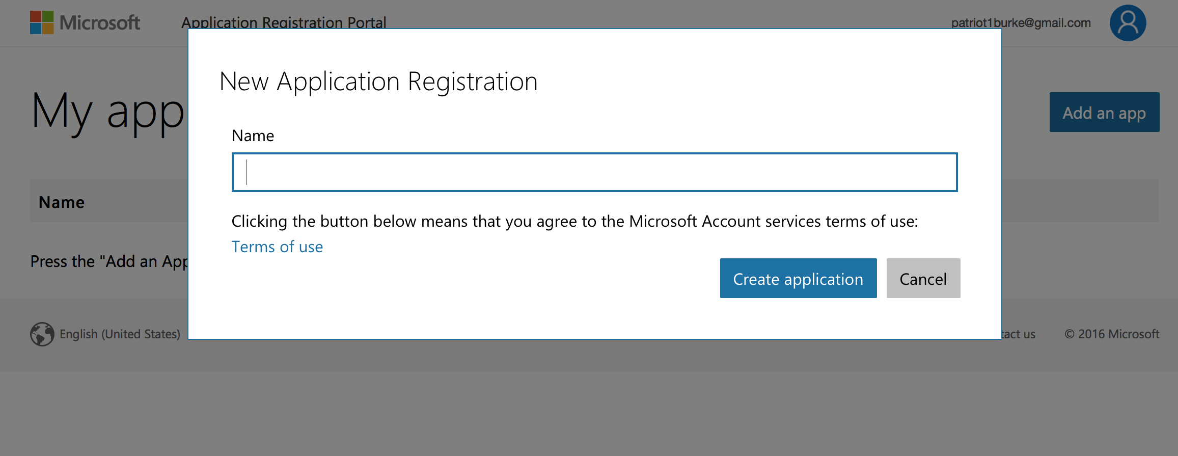 microsoft app register