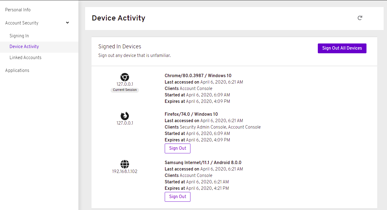 device activity