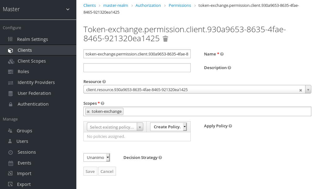 exchange target client permission setup