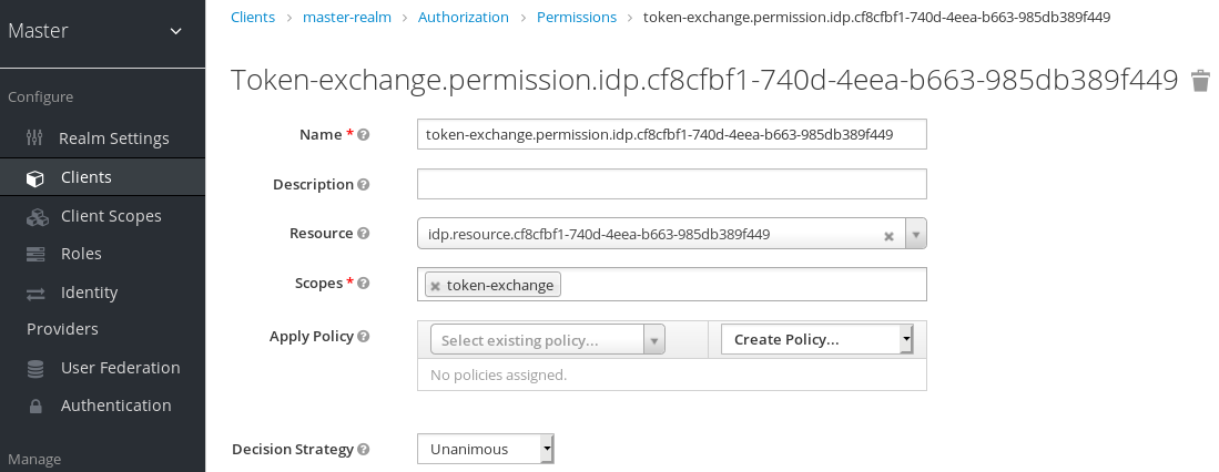 exchange idp permission setup