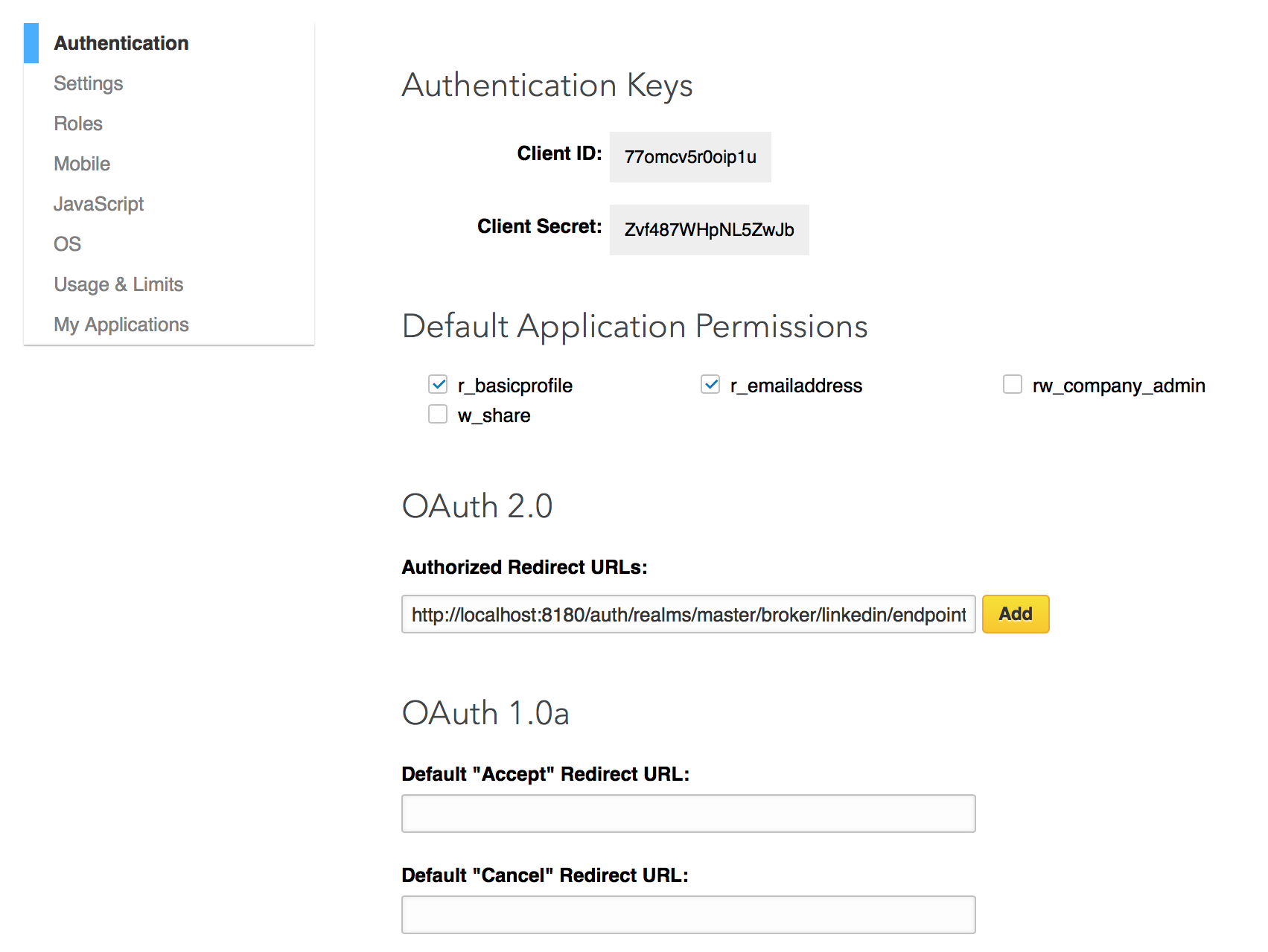 linked in app settings