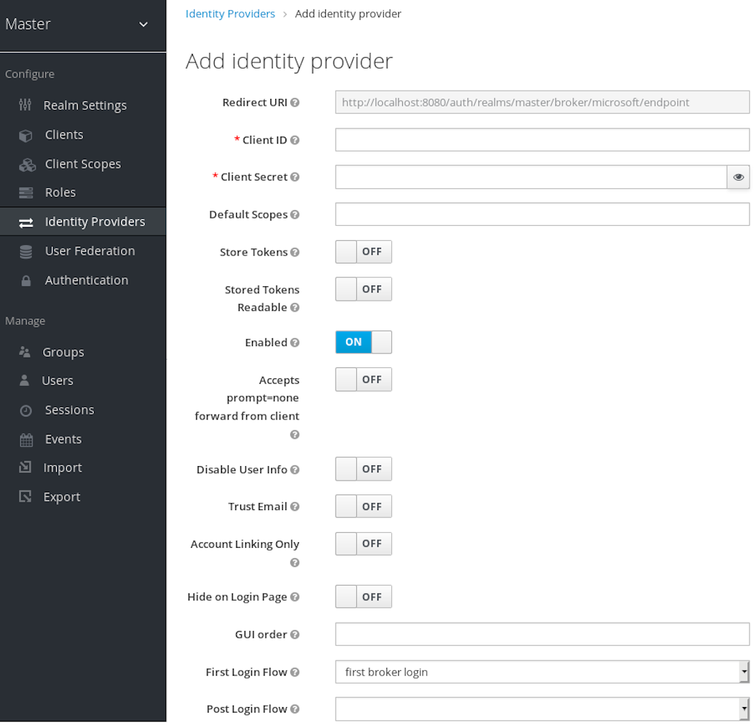 microsoft add identity provider