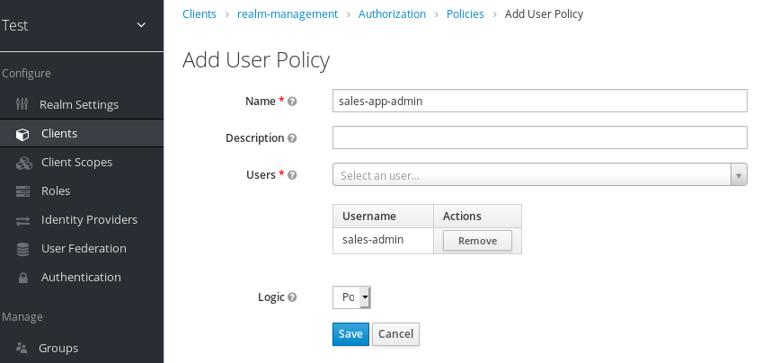 fine grain client user policy