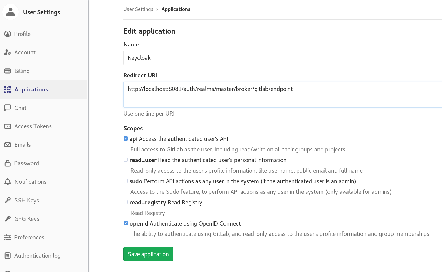 gitlab app page