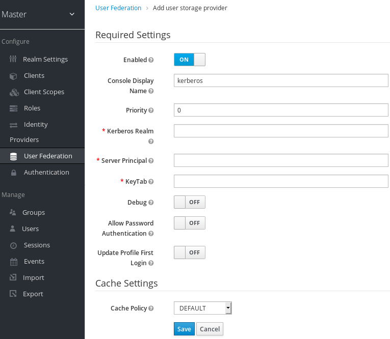 Kerberos User Storage Provider