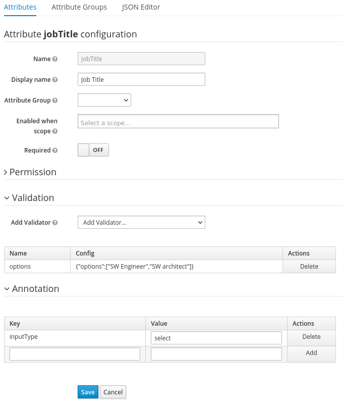 user profile select options simple