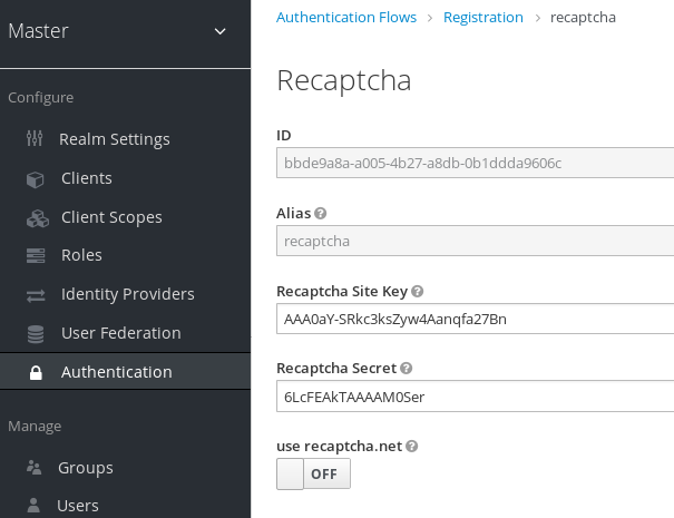 recaptcha config