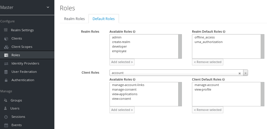 Default roles