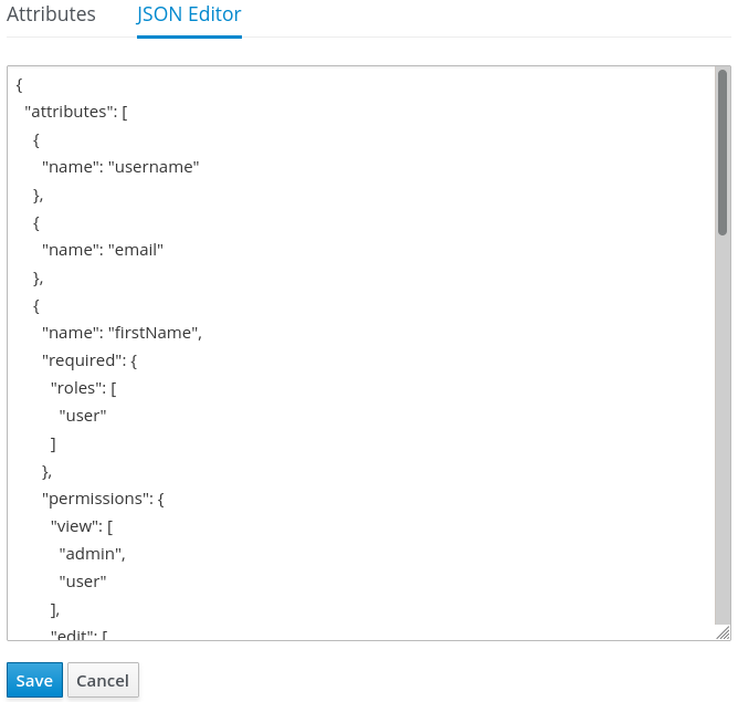 user profile json config