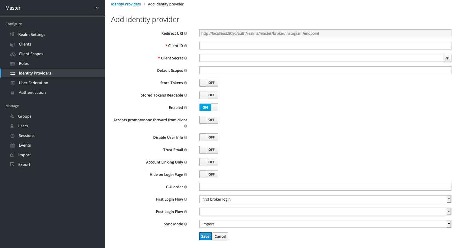 Add Identity Provider