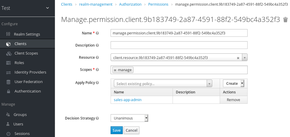 fine grain client assign user policy