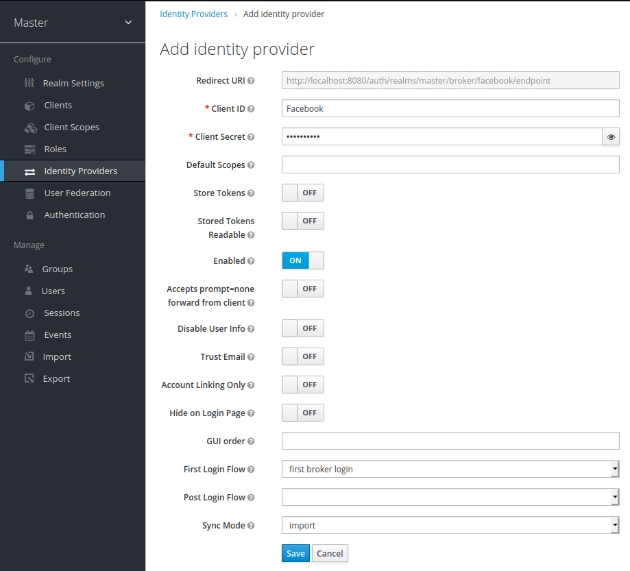 Add Facebook Identity Provider