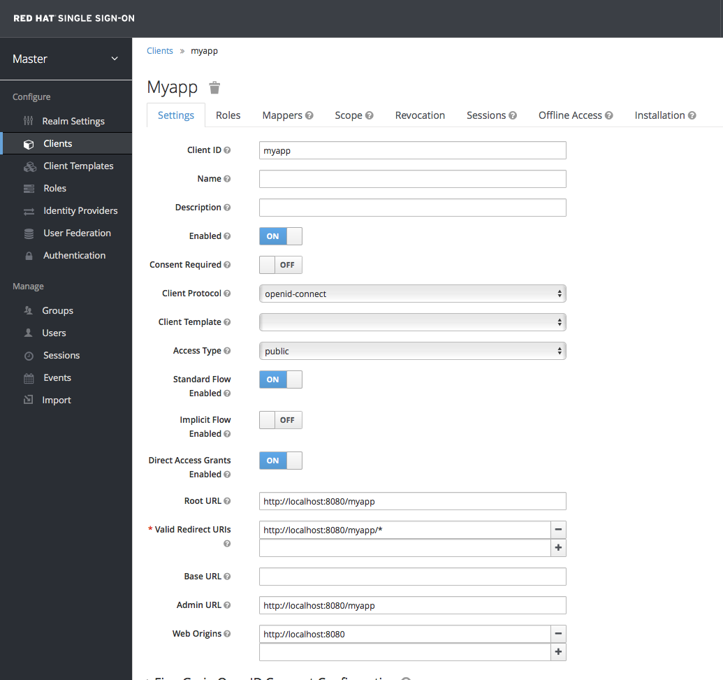 client settings oidc