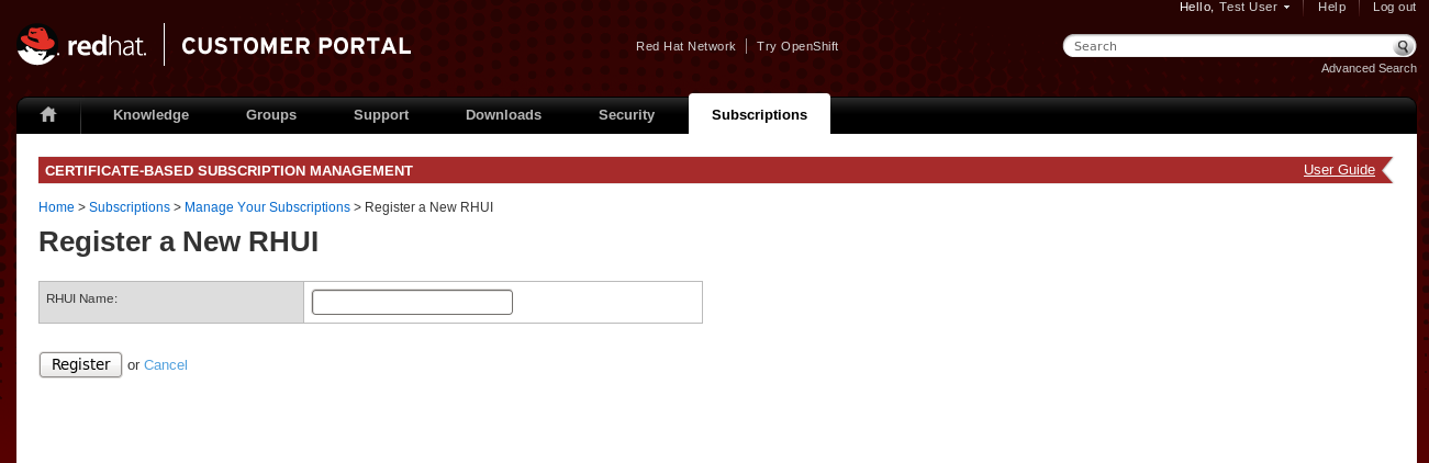 Register a New RHUI