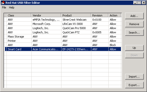 USB ポリシーの選択