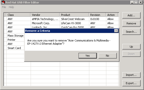 USB Criteria の編集