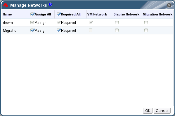 The Manage Networks window