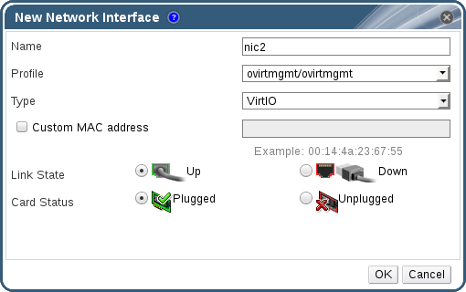 New Network Interface window