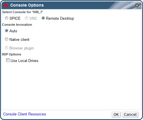 The Console Options window