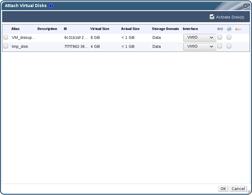 The Attach Virtual Disks Window