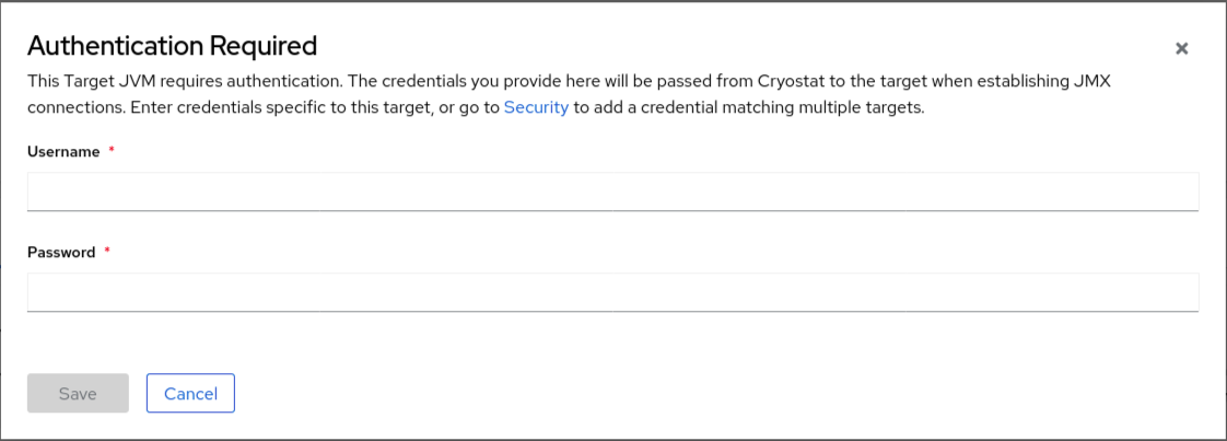 Example of a Cryostat *Authentication Required* window