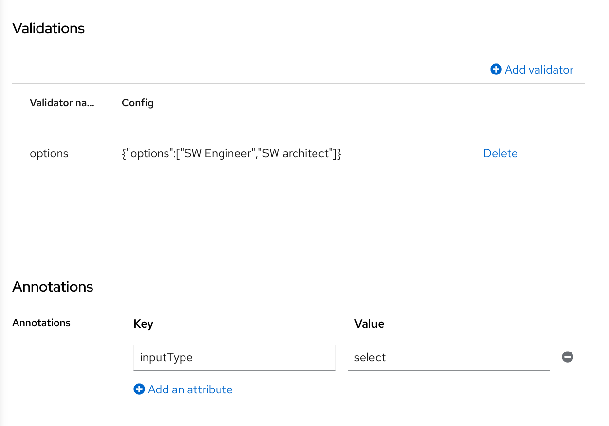 user profile select options simple